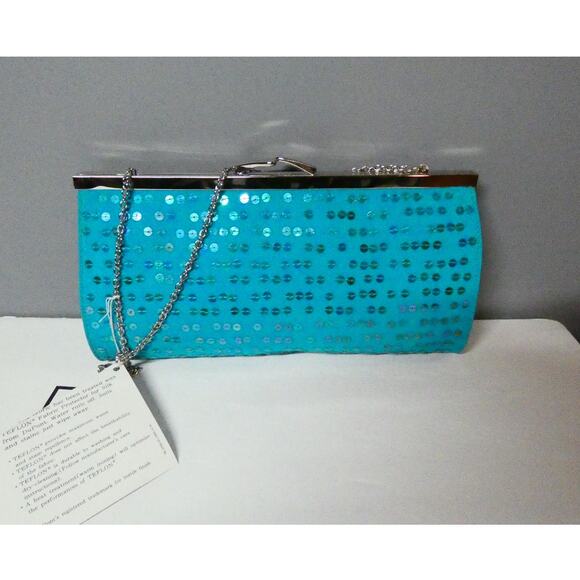 Diane Gilman Collection Turquoise Handbag  Shoulder Chain Sequined NWT - Picture 1 of 4